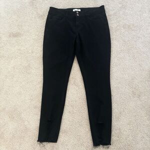BKE Curvy High Rise Ankle Tall Jeans Black Sz 30 Distressed Hem